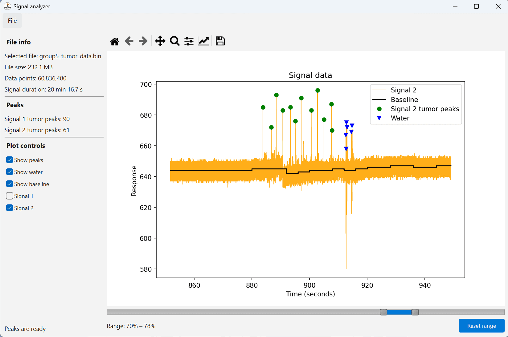 Screenshot of the software